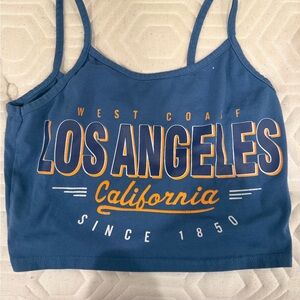 ROMWE Blue Los Angeles Graphic Crop Top